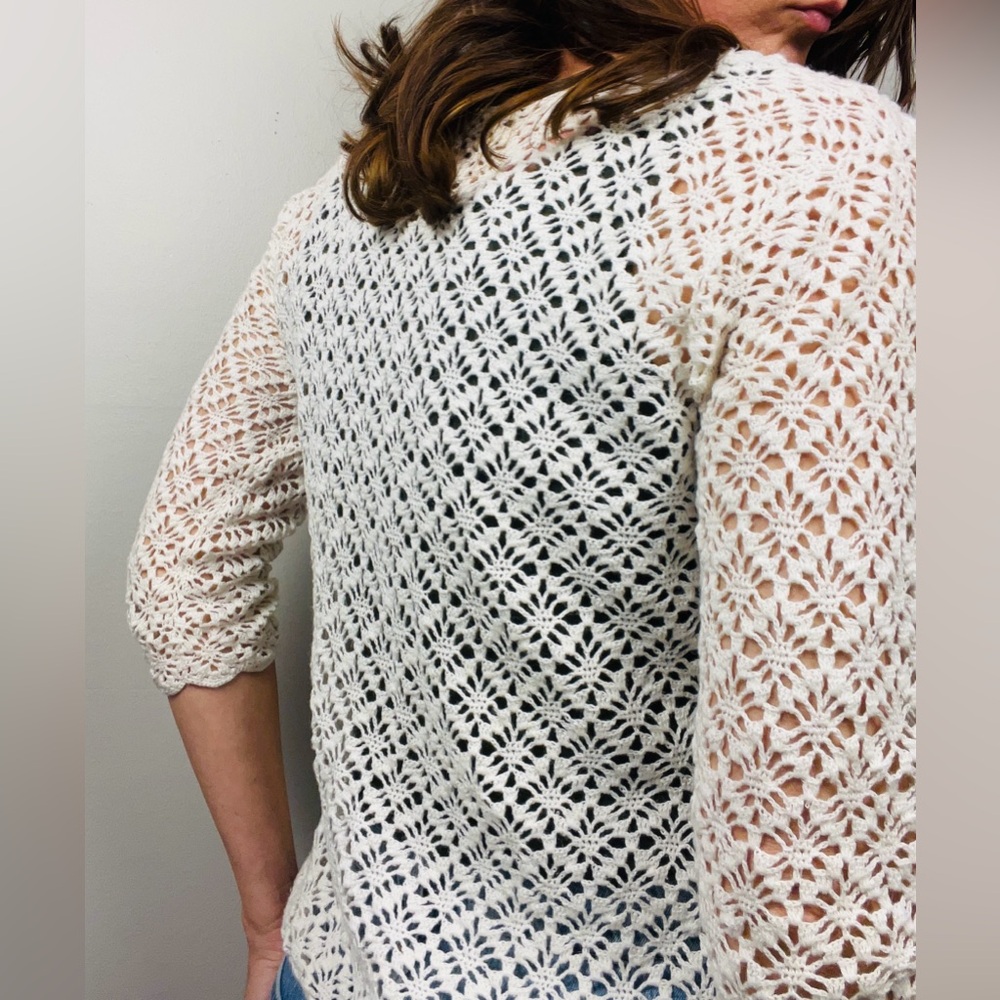 Vintage British Khaki 90’s Open-Knit Cardigan – Size XL - Picture 9 of 10